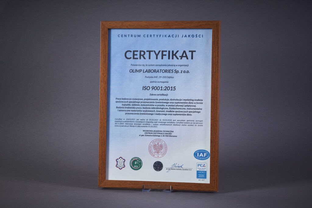 Certyfikat jakości ISO 9001:2015