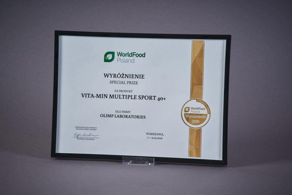 Wyróżnienie Special Prize za produkt VITA-MIN MULTIPLE SPORT 40+2019r.