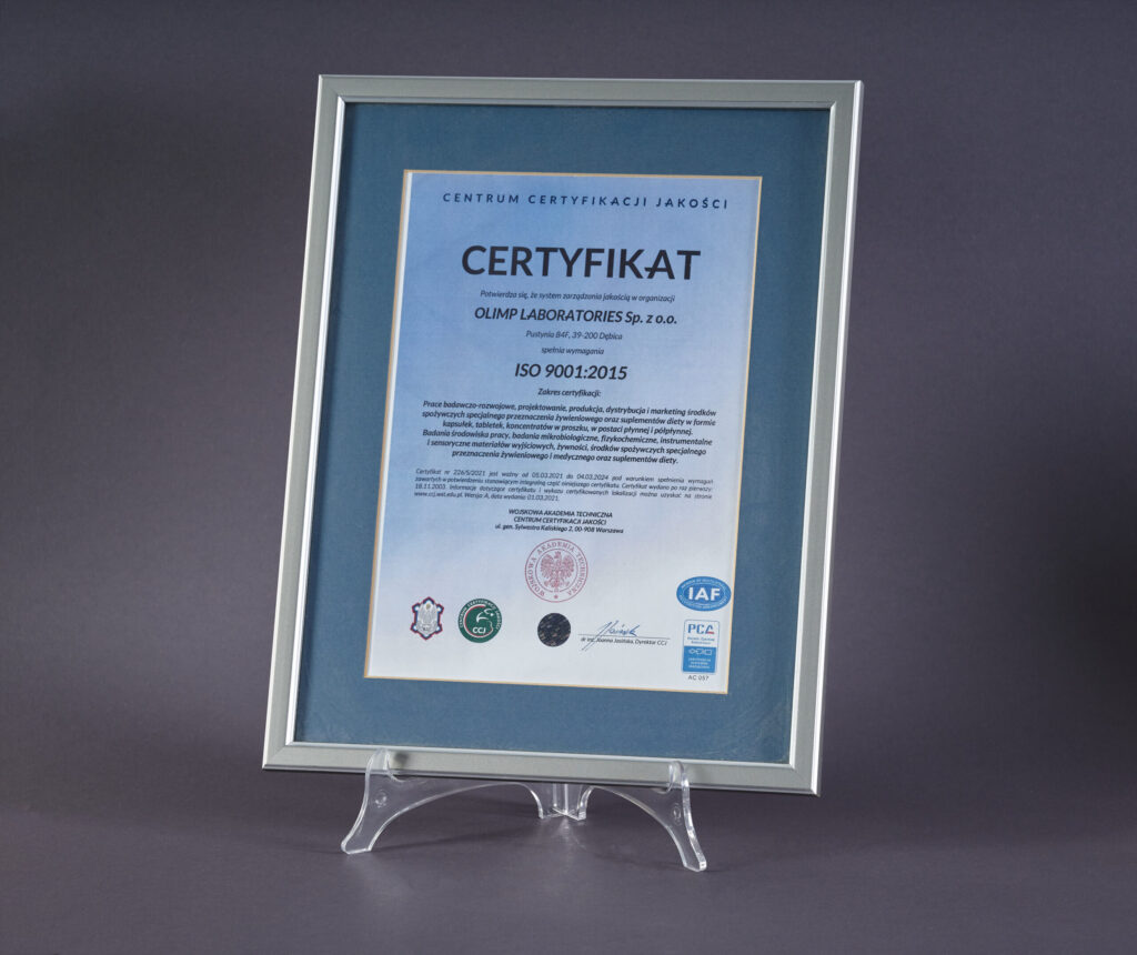 Certyfikat ISO 9001:2015 05/03/2021-04/03/2024