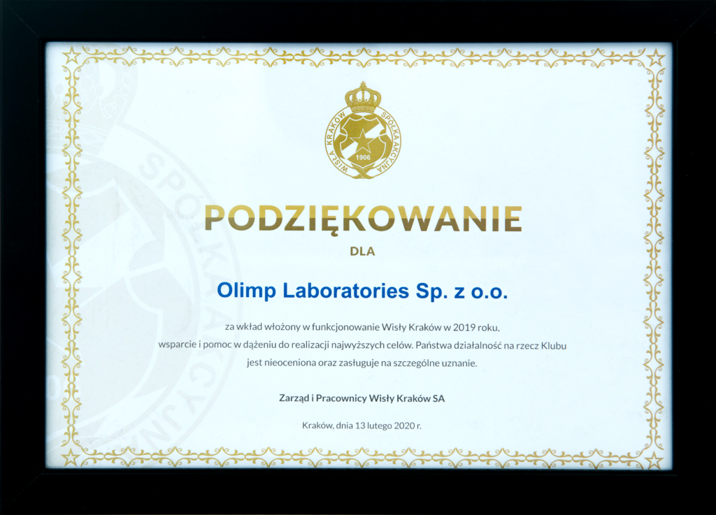 Podziękowania za pomoc i wsparcie finansowe od Klubu Wisła Kraków 2020r.